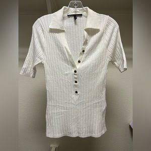 White House Black Market White Knit Polo
